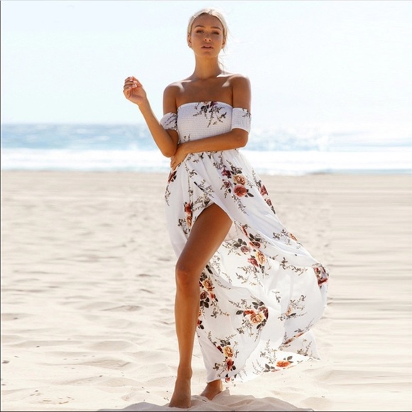 Dresses & Skirts - Last 1! White Floral Boho Off Shoulder Maxi Dress